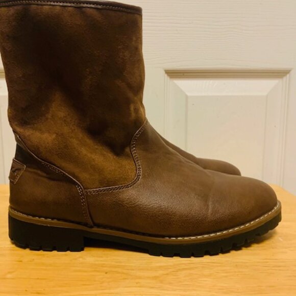 Preowned: NAUTICA BOSUN 2 Women 8.5 Low Lug Faux Leather/Suede Boots Brown - NWT - Picture 4 of 9